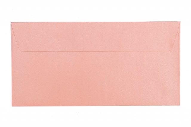Obálky DIN dlouhé samolepicí, perleťově růžové