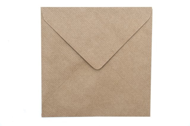 Čtvercové obálky 155x155 mm, kraftový papír Natron s žebrováním