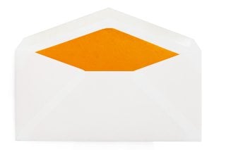 Obálky DIN dlouhé, bílé s oranžovou podšívkou